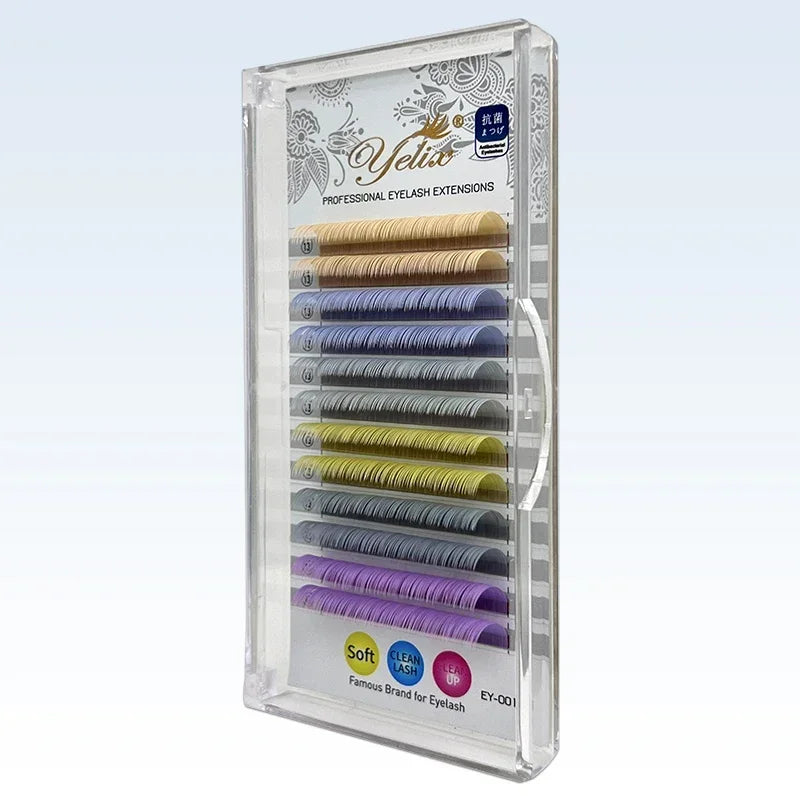 Pure Elegance | Yelix Ellipse Flat Lashes Mix Color Cashmere Lash Extensions Super Soft Eyelash Extenton High Quality Make Up Fake Eyelashes 6 colors