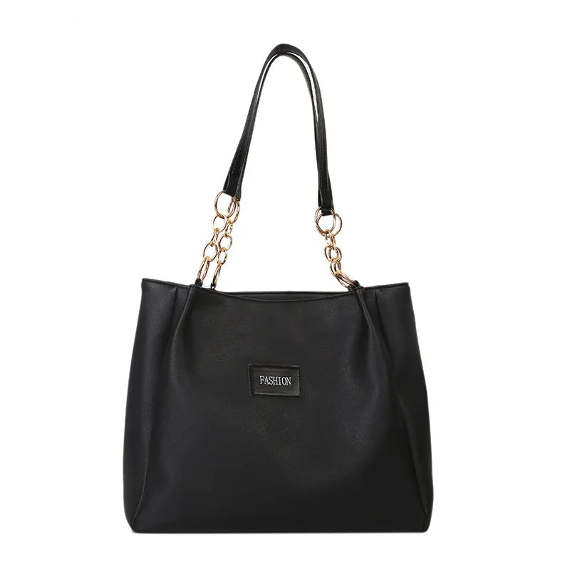 Pure Elegance | 1PC Atmospheric Commuting Fashion Popular Handbag Summer Trend New Student Make-up Class Bag Simple Casual Shoulder Tote Bag Black