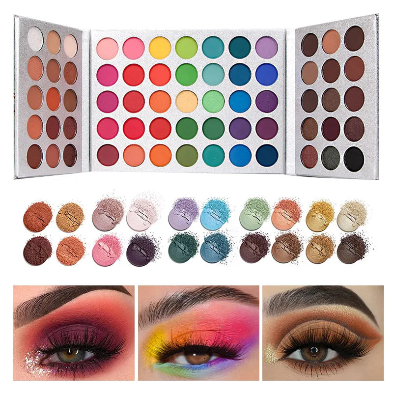 Pure Elegance | 65-Color Eyeshadow Palette Makeup-High Pigmented Eye make up Tool Matte Glitter Finishes for Festival Christmas Cosmetics makeup 65 silver colors