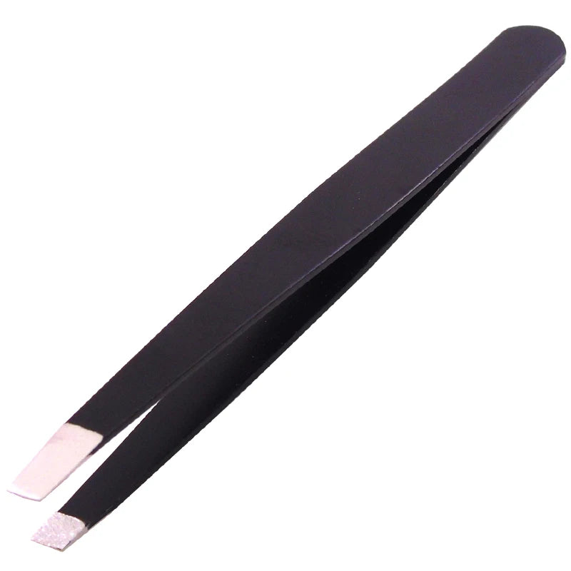 Pure Elegance | OKAYLASH Professional Eyebrow Tweezers Stainless Steel Gold Lash Clamps Colorful Hair Removal Tweezers Metal Beauty Makeup Tools black flat
