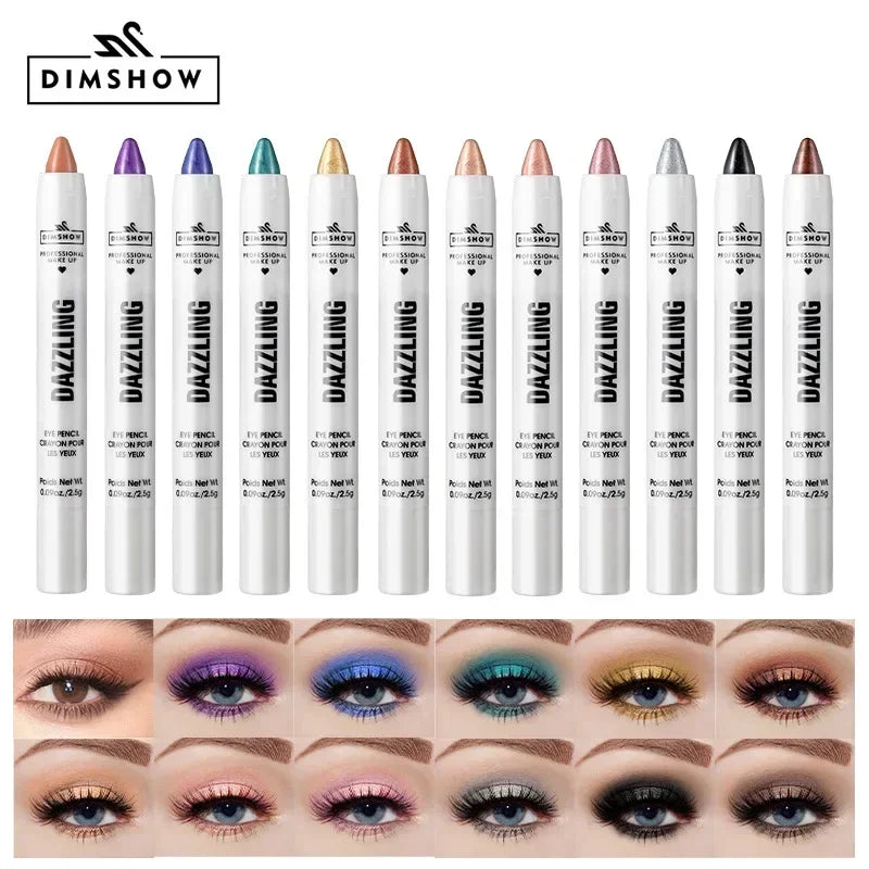 Pure Elegance | 12 Colors Pearlescent Eyeshadow Pencil Waterproof Long Lasting Glitter Shimmer Eye Shadow Pen Eyeliner Stick Eyes Makeup Tools