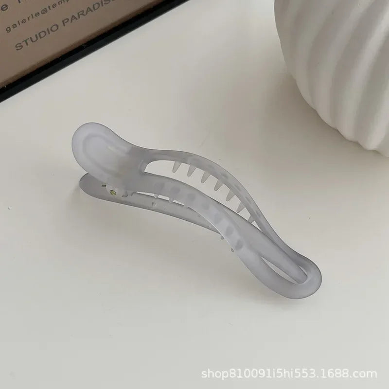 Pure Elegance | Plastic Duckbill Clip Seamless Hair Claws for Women Girls Hair Crab Clamps Face Wash Hairpin Hair Accessories Candy Color 11.5cm gray