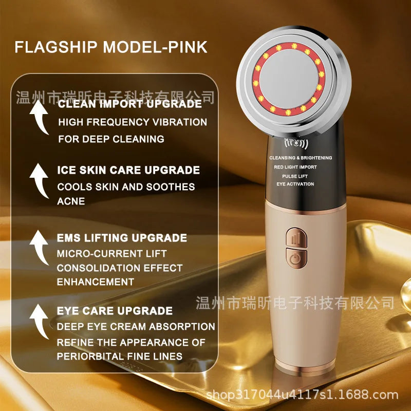 Pure Elegance | Facial beauty device import device, skin rejuvenation facial lifting and firming micro current beauty device, facial massage dev pink