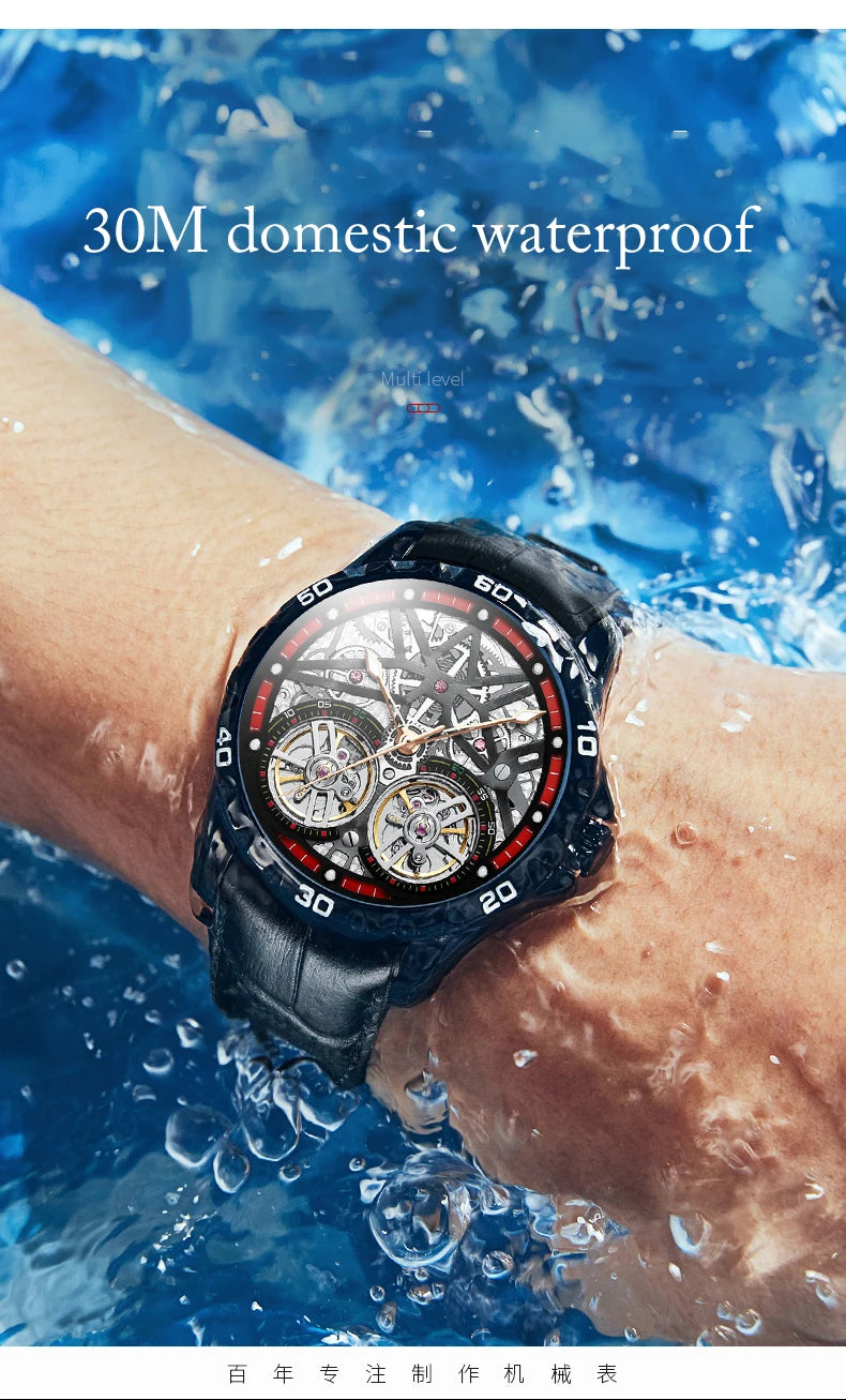 Pure Elegance | AILANG 2022 Men's Fashion Watch Automatic Double Pendulum Tourbillon Watch Luxury Clock Waterproof Business Mechanical Watch