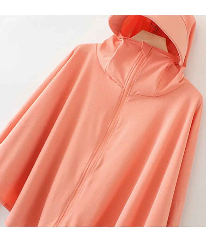Pure Elegance | Summer Women Sun Protection Clothing UPF 50+ UV Ice Silk Sunscreen Clothing Hooded Sun Protection Clothing Outdoor UV Protection