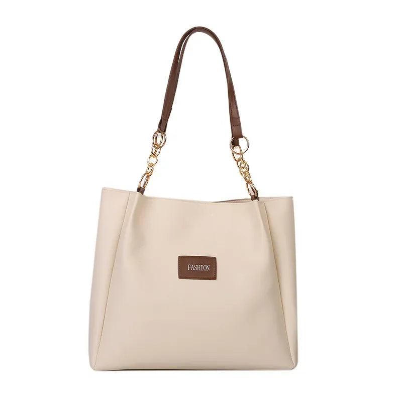 Pure Elegance | 1PC Atmospheric Commuting Fashion Popular Handbag Summer Trend New Student Make-up Class Bag Simple Casual Shoulder Tote Bag Brown