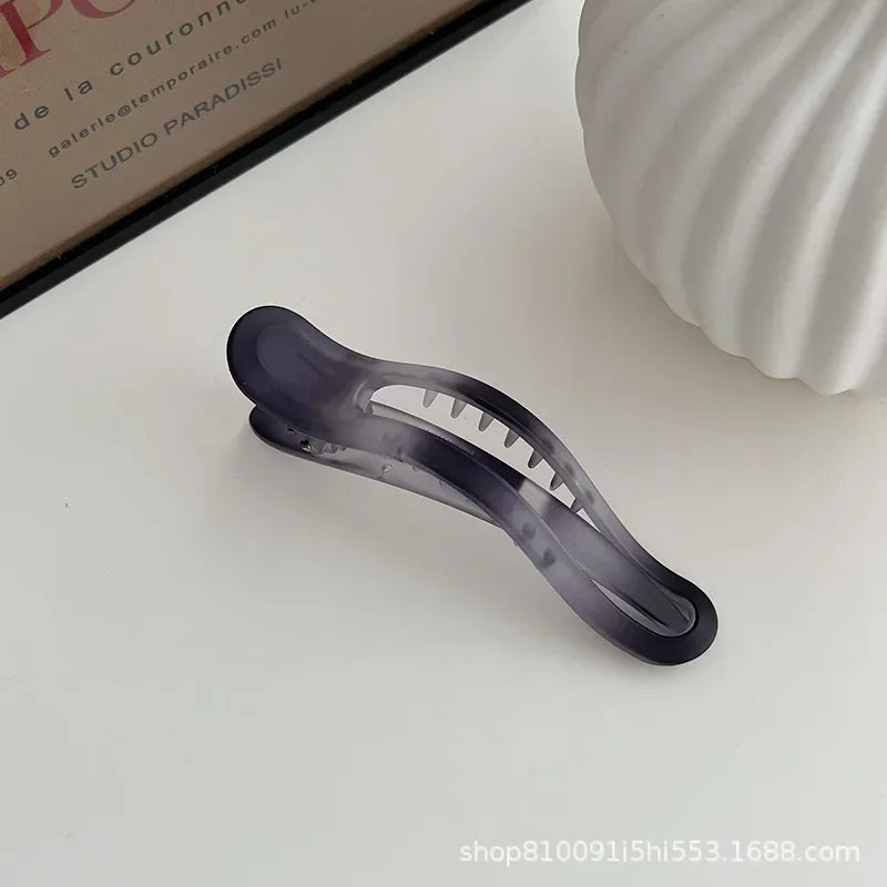 Pure Elegance | Plastic Duckbill Clip Seamless Hair Claws for Women Girls Hair Crab Clamps Face Wash Hairpin Hair Accessories Candy Color 11.5cm dark gray