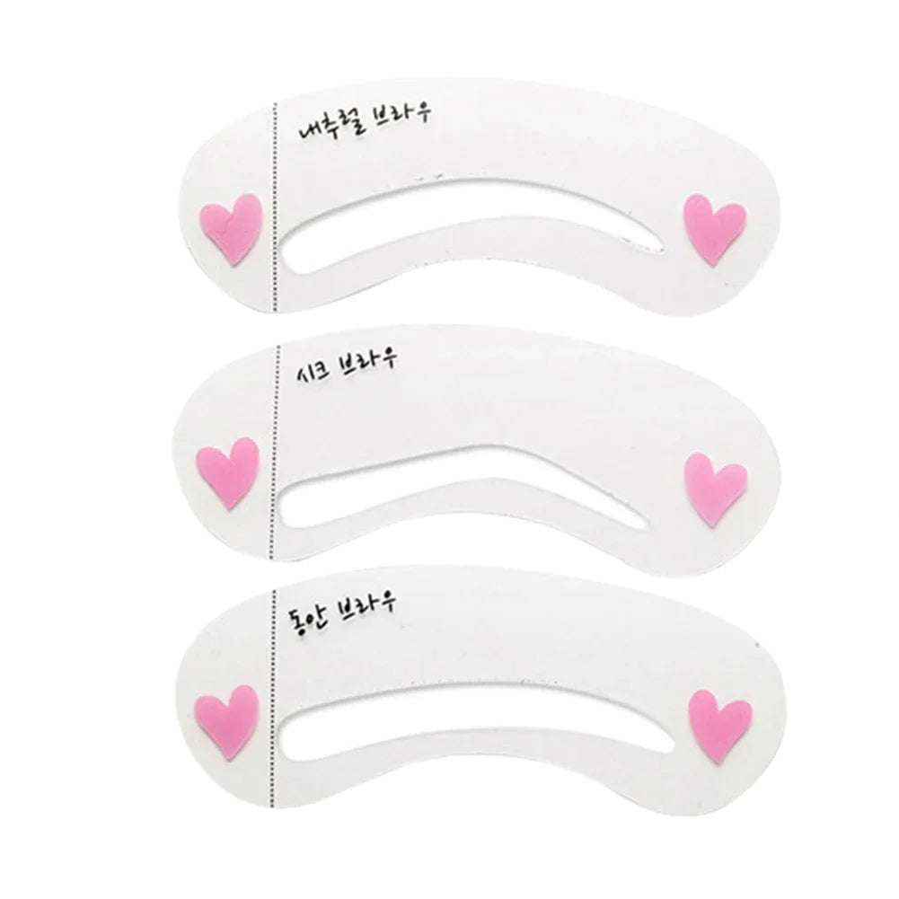 Pure Elegance | 12 Styles/set Reusable DIY Eye Brow Drawing Guide Styling Shaping Grooming Template Card Eyebrow Stencil Set Easy Make Up Tools 3pcs Card