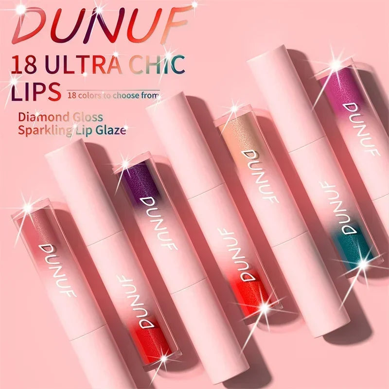 Pure Elegance | Waterproof Diamond Shimmer Glitter Lip Gloss 18 Colors Matte Glitter Liquid Lipstick Diamond Pearl Colour Lip Gloss Sexy Make Up