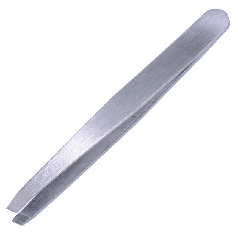 Pure Elegance | OKAYLASH Professional Eyebrow Tweezers Stainless Steel Gold Lash Clamps Colorful Hair Removal Tweezers Metal Beauty Makeup Tools silver flat