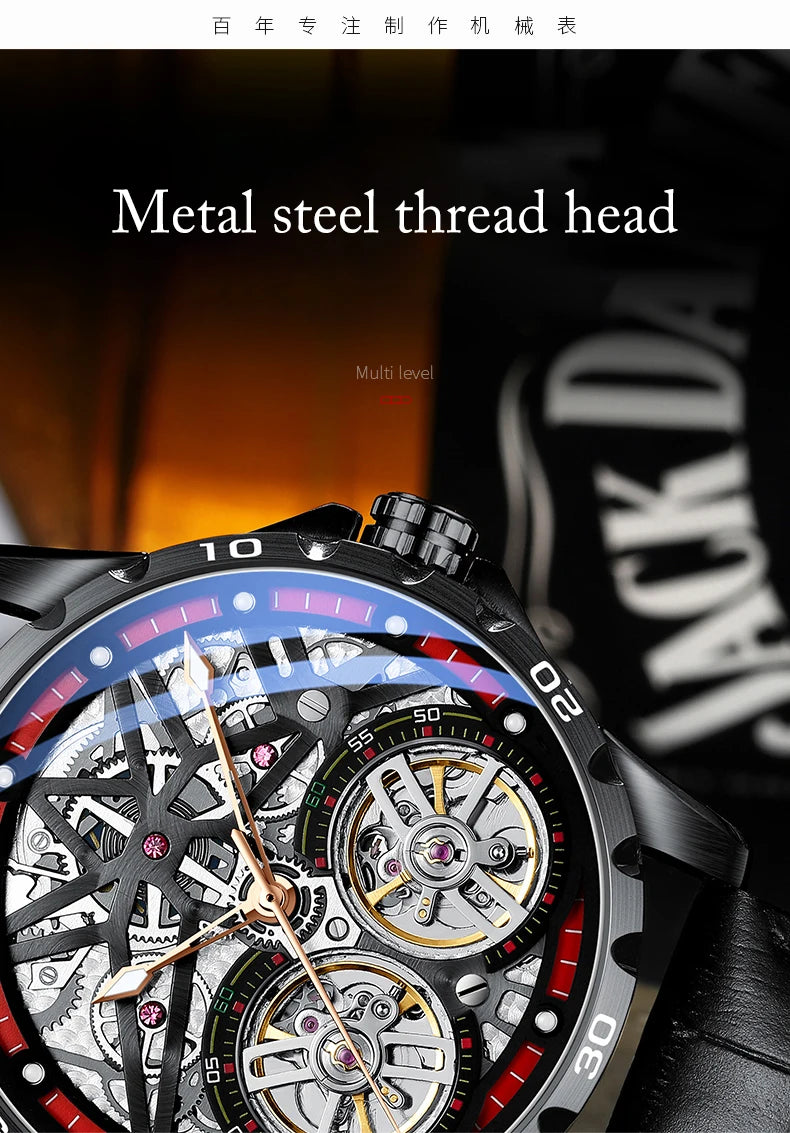 Pure Elegance | AILANG 2022 Men's Fashion Watch Automatic Double Pendulum Tourbillon Watch Luxury Clock Waterproof Business Mechanical Watch