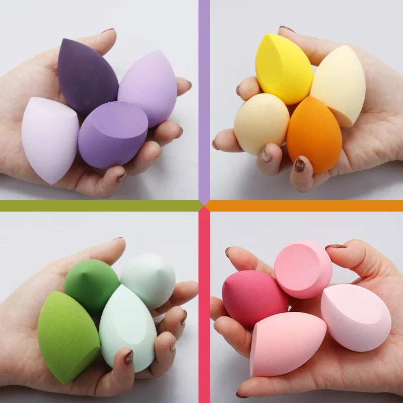 Pure Elegance | 4pcs Makeup Sponge Powder Puff Dry and Wet Combined Beauty Cosmetic Ball Foundation Powder Puff Bevel Cut Make Up Sponge Tools