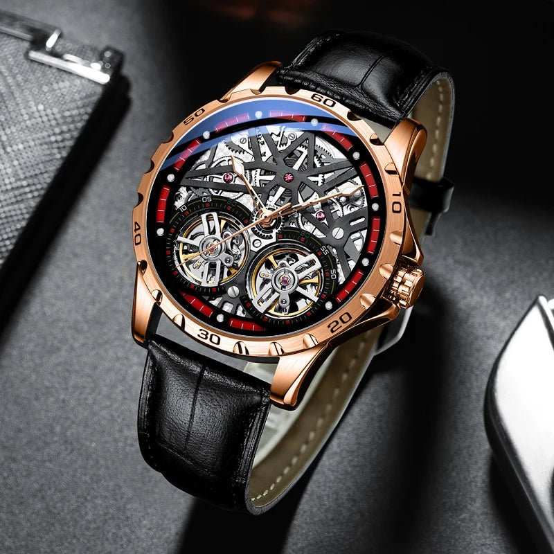 Pure Elegance | AILANG 2022 Men's Fashion Watch Automatic Double Pendulum Tourbillon Watch Luxury Clock Waterproof Business Mechanical Watch 6