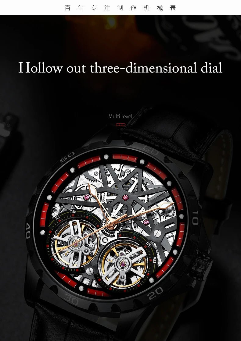 Pure Elegance | AILANG 2022 Men's Fashion Watch Automatic Double Pendulum Tourbillon Watch Luxury Clock Waterproof Business Mechanical Watch