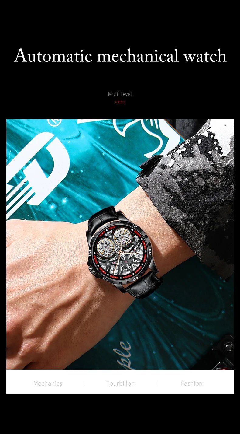 Pure Elegance | AILANG 2022 Men's Fashion Watch Automatic Double Pendulum Tourbillon Watch Luxury Clock Waterproof Business Mechanical Watch