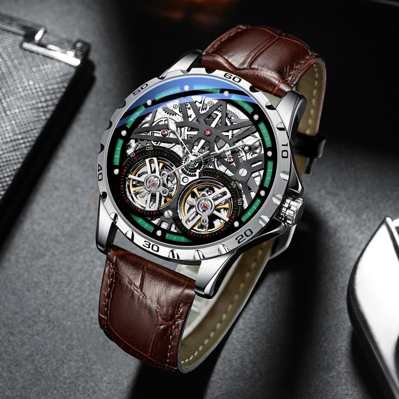 Pure Elegance | AILANG 2022 Men's Fashion Watch Automatic Double Pendulum Tourbillon Watch Luxury Clock Waterproof Business Mechanical Watch 20