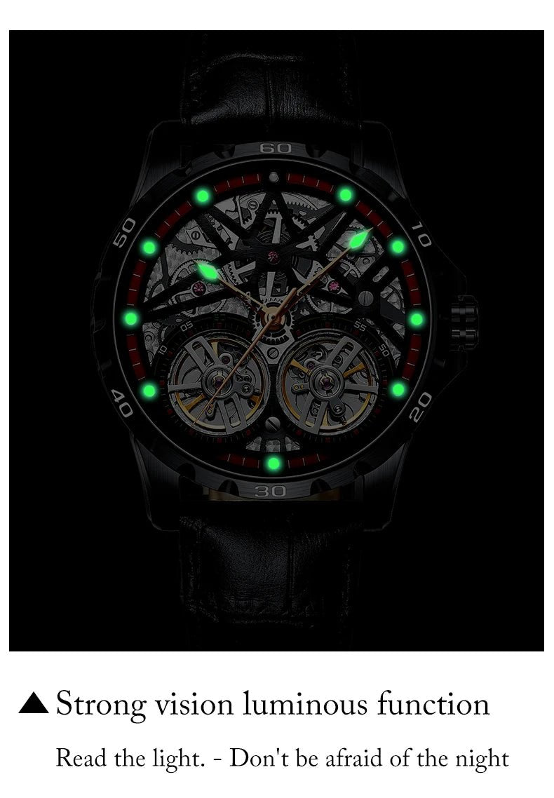 Pure Elegance | AILANG 2022 Men's Fashion Watch Automatic Double Pendulum Tourbillon Watch Luxury Clock Waterproof Business Mechanical Watch