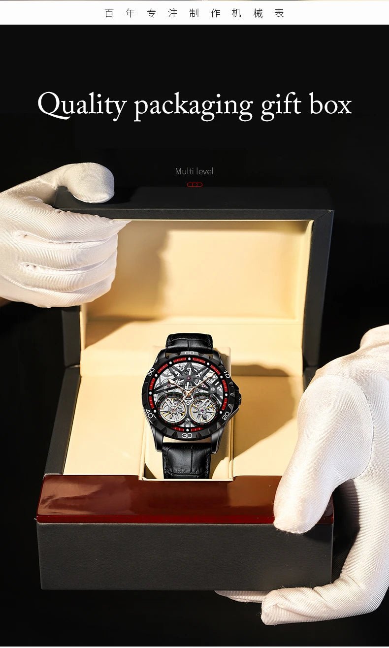 Pure Elegance | AILANG 2022 Men's Fashion Watch Automatic Double Pendulum Tourbillon Watch Luxury Clock Waterproof Business Mechanical Watch