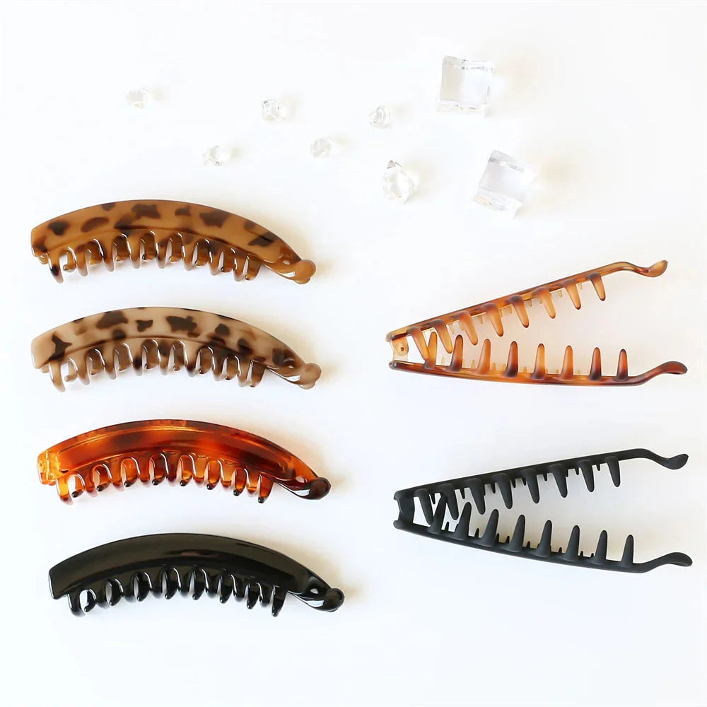 Pure Elegance | Frosted Solid Color Banana Hair Clips – Fashion Ponytail Barrettes & Hair Claws for Women