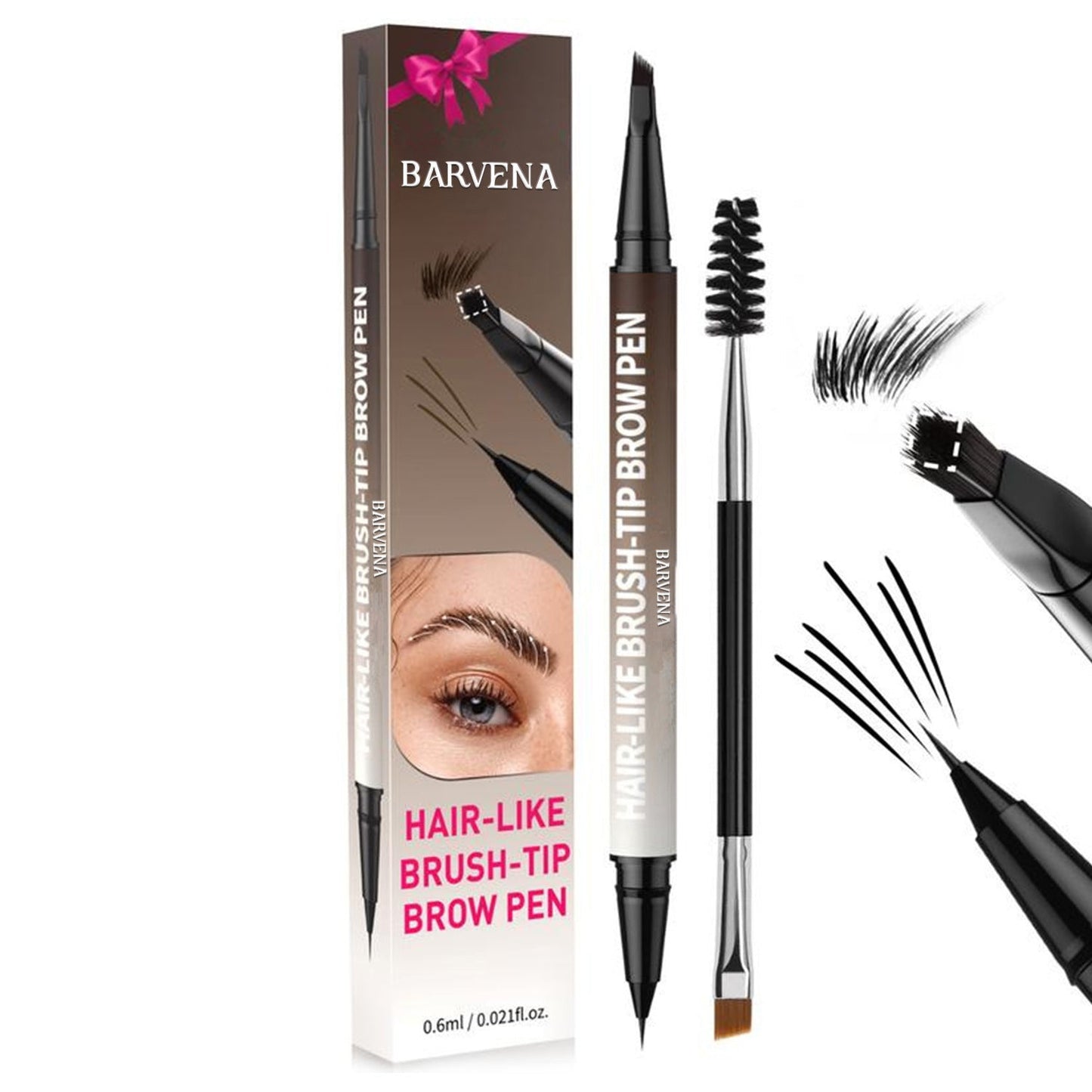 Pure Elegance | BARVENA's natural and smooth wild eyebrow pencil is waterproof, sweat-proof and does not smudge. It is a double-head eyebrow pencil 05# Black