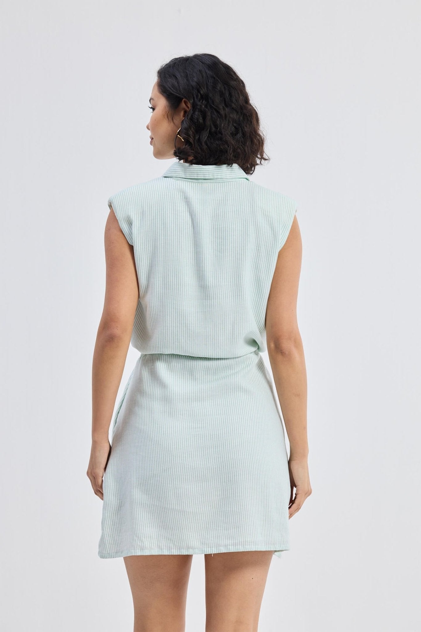 Pure Elegance | Drawstring Shirt Dress in Stripes