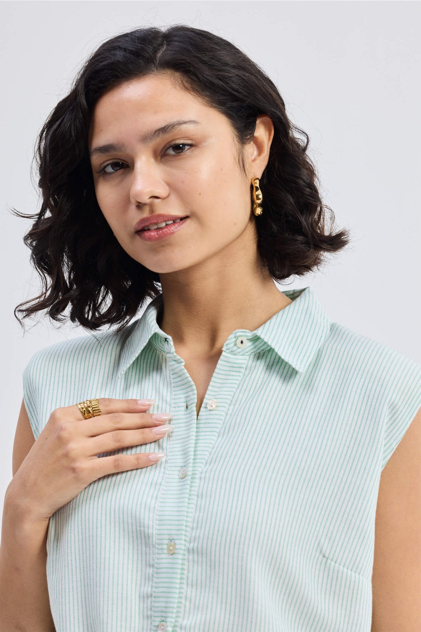 Pure Elegance | Drawstring Shirt Dress in Stripes