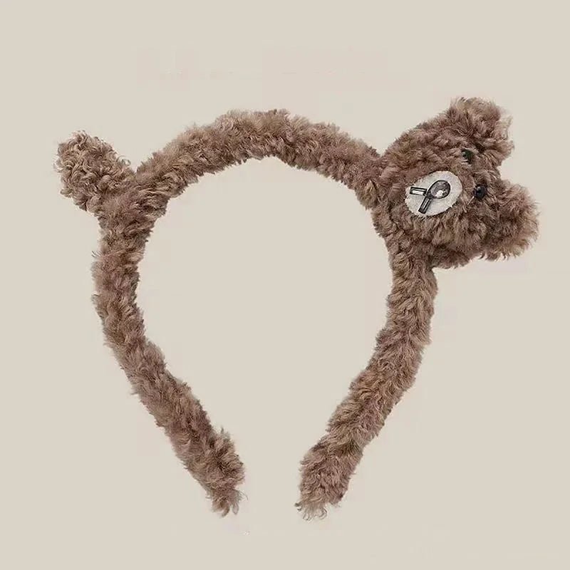 Pure Elegance | Kawaii Plush Bear Headband Lotso Strawberry Bear Plush Ears Headband Cartoon Face Wash Non-Slip Cute Headdress Baby Girl Gift Apricot