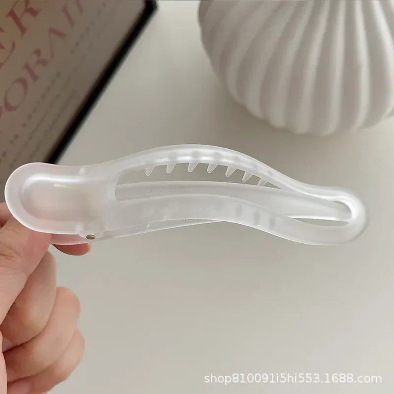 Pure Elegance | Plastic Duckbill Clip Seamless Hair Claws for Women Girls Hair Crab Clamps Face Wash Hairpin Hair Accessories Candy Color 11.5cm white