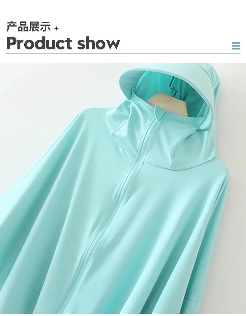 Pure Elegance | Summer Women Sun Protection Clothing UPF 50+ UV Ice Silk Sunscreen Clothing Hooded Sun Protection Clothing Outdoor UV Protection
