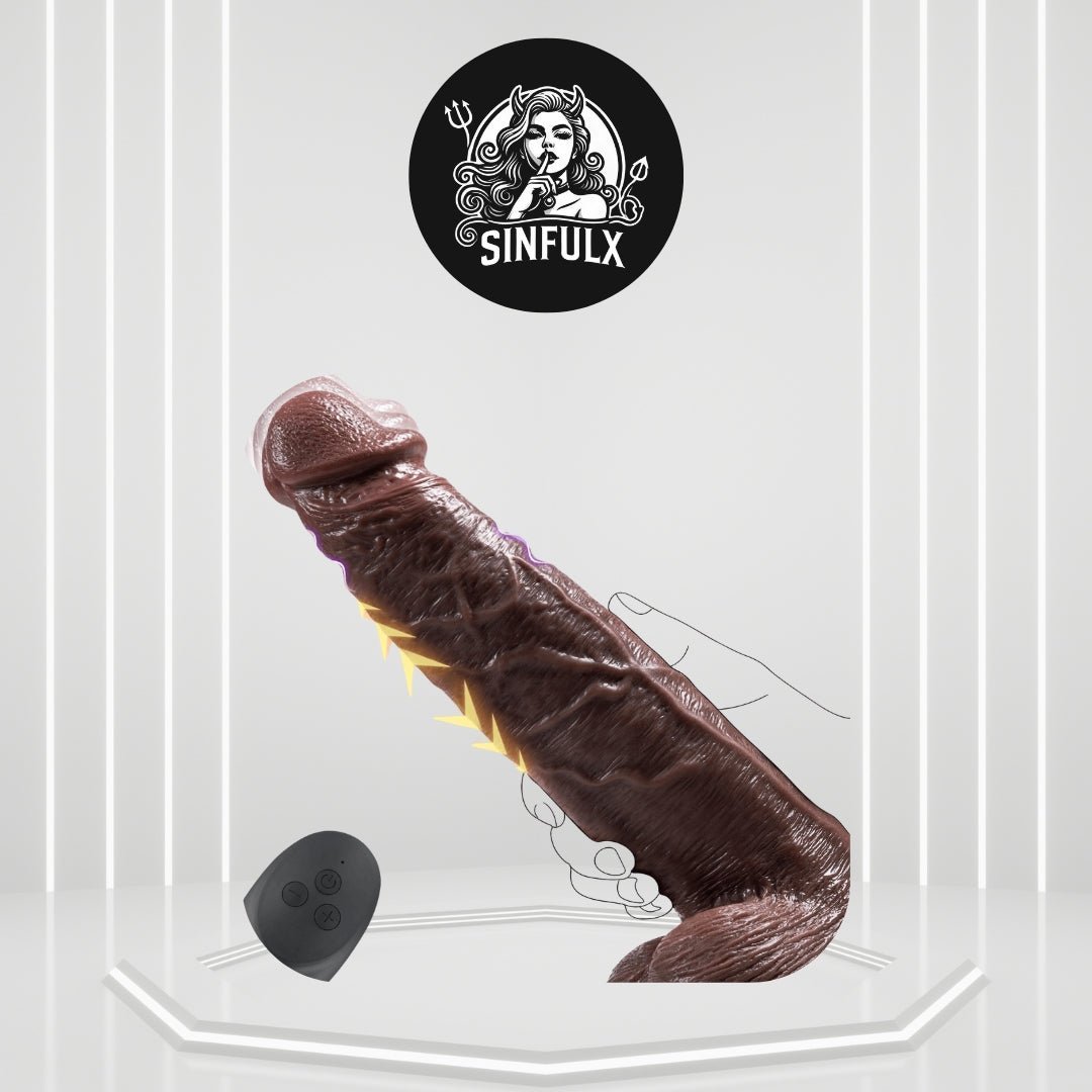 Pure Elegance | TitanCore 10.43" Thrusting Dildo Vibrator Brown