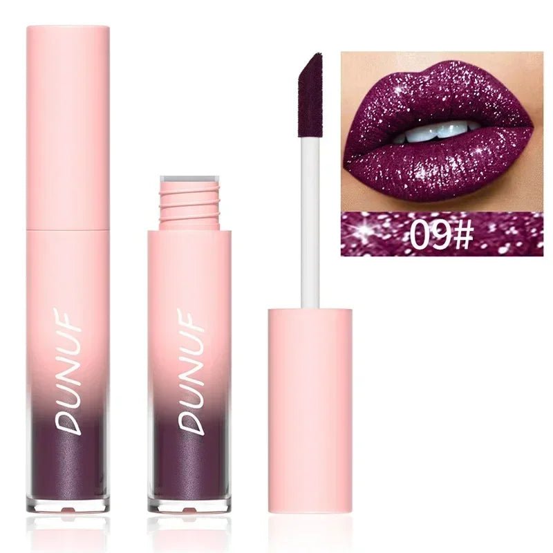 Pure Elegance | Waterproof Diamond Shimmer Glitter Lip Gloss 18 Colors Matte Glitter Liquid Lipstick Diamond Pearl Colour Lip Gloss Sexy Make Up 09