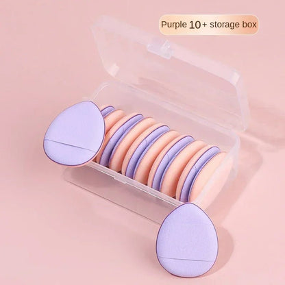 Pure Elegance | 10Pcs Mini Finger Puff Foundation Small Air Cushion Powder Sponge Face Concealer BB Cream Cosmetic Applicator Makeup Tools Purple