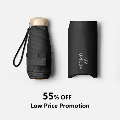 Pure Elegance | 1Pc 55% Off Mini Sun Umbrella Pocket Rain Umbrella Vinyl Folding UV Ultraviolet Protection Sun Shade Pocket Parasol Capsule