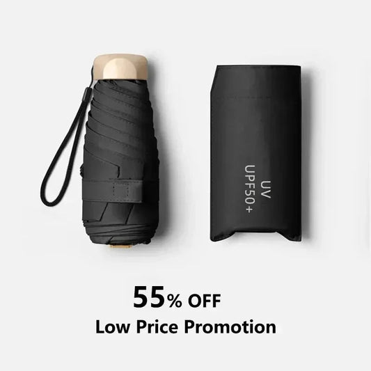 Pure Elegance | 1Pc 55% Off Mini Sun Umbrella Pocket Rain Umbrella Vinyl Folding UV Ultraviolet Protection Sun Shade Pocket Parasol Capsule