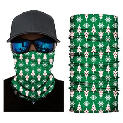Pure Elegance | 3D Printed Christmas Turban Face Neck Warmer Seamless Scarf Bandana Outdoor Sport Sun Protection Ski Mask Santa Claus Tree