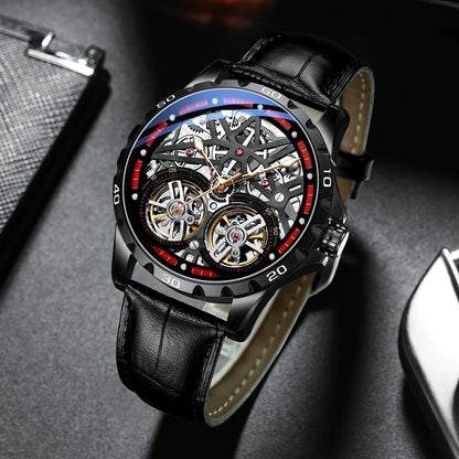 Pure Elegance | AILANG 2022 Men's Fashion Watch Automatic Double Pendulum Tourbillon Watch Luxury Clock Waterproof Business Mechanical Watch 1