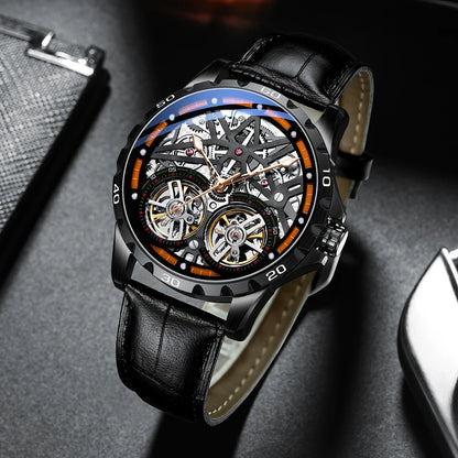 Pure Elegance | AILANG 2022 Men's Fashion Watch Automatic Double Pendulum Tourbillon Watch Luxury Clock Waterproof Business Mechanical Watch 2