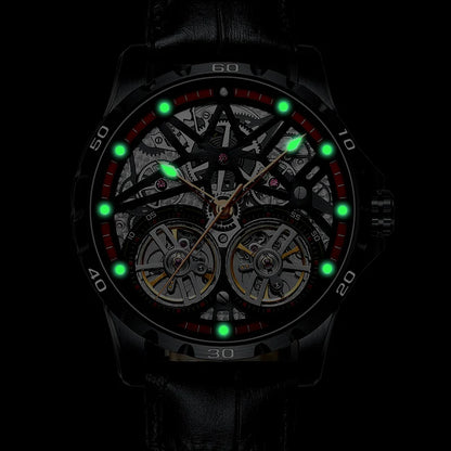 Pure Elegance | AILANG 2022 Men's Fashion Watch Automatic Double Pendulum Tourbillon Watch Luxury Clock Waterproof Business Mechanical Watch