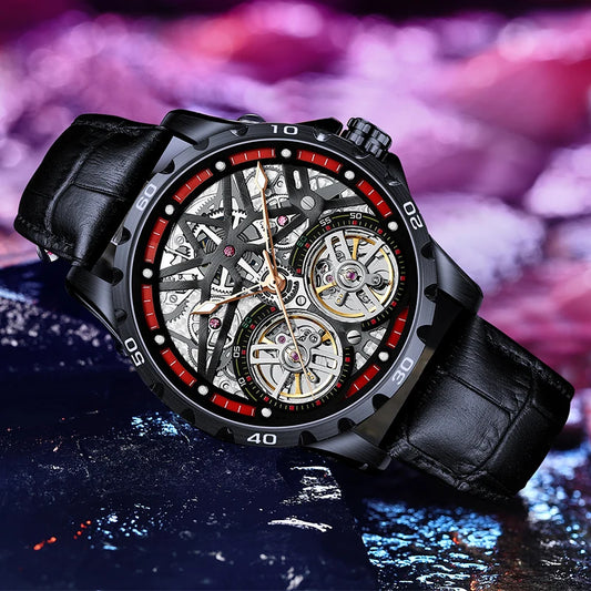 Pure Elegance | AILANG 2022 Men's Fashion Watch Automatic Double Pendulum Tourbillon Watch Luxury Clock Waterproof Business Mechanical Watch