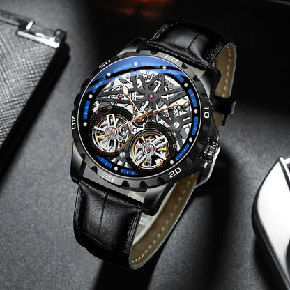 Pure Elegance | AILANG 2022 Men's Fashion Watch Automatic Double Pendulum Tourbillon Watch Luxury Clock Waterproof Business Mechanical Watch 4
