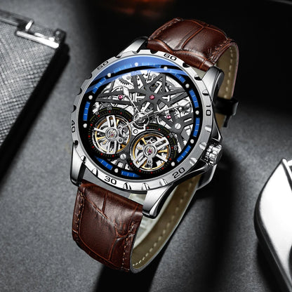 Pure Elegance | AILANG 2022 Men's Fashion Watch Automatic Double Pendulum Tourbillon Watch Luxury Clock Waterproof Business Mechanical Watch 19