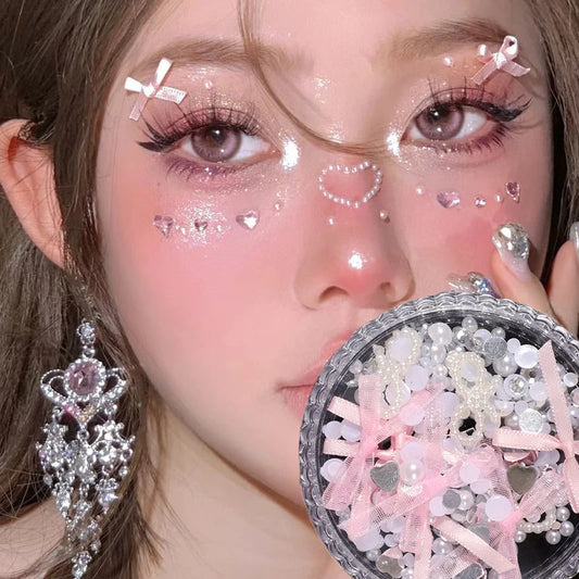 Pure Elegance | Sweet Face Jewelry Decoration 3D Bow Love Crystal Butterfly Diamond Facial Make Up DIY Rhinestone Glitter Temporary Tattoos
