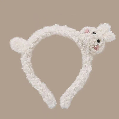 Pure Elegance | Kawaii Plush Bear Headband Lotso Strawberry Bear Plush Ears Headband Cartoon Face Wash Non-Slip Cute Headdress Baby Girl Gift DEEP BLUE