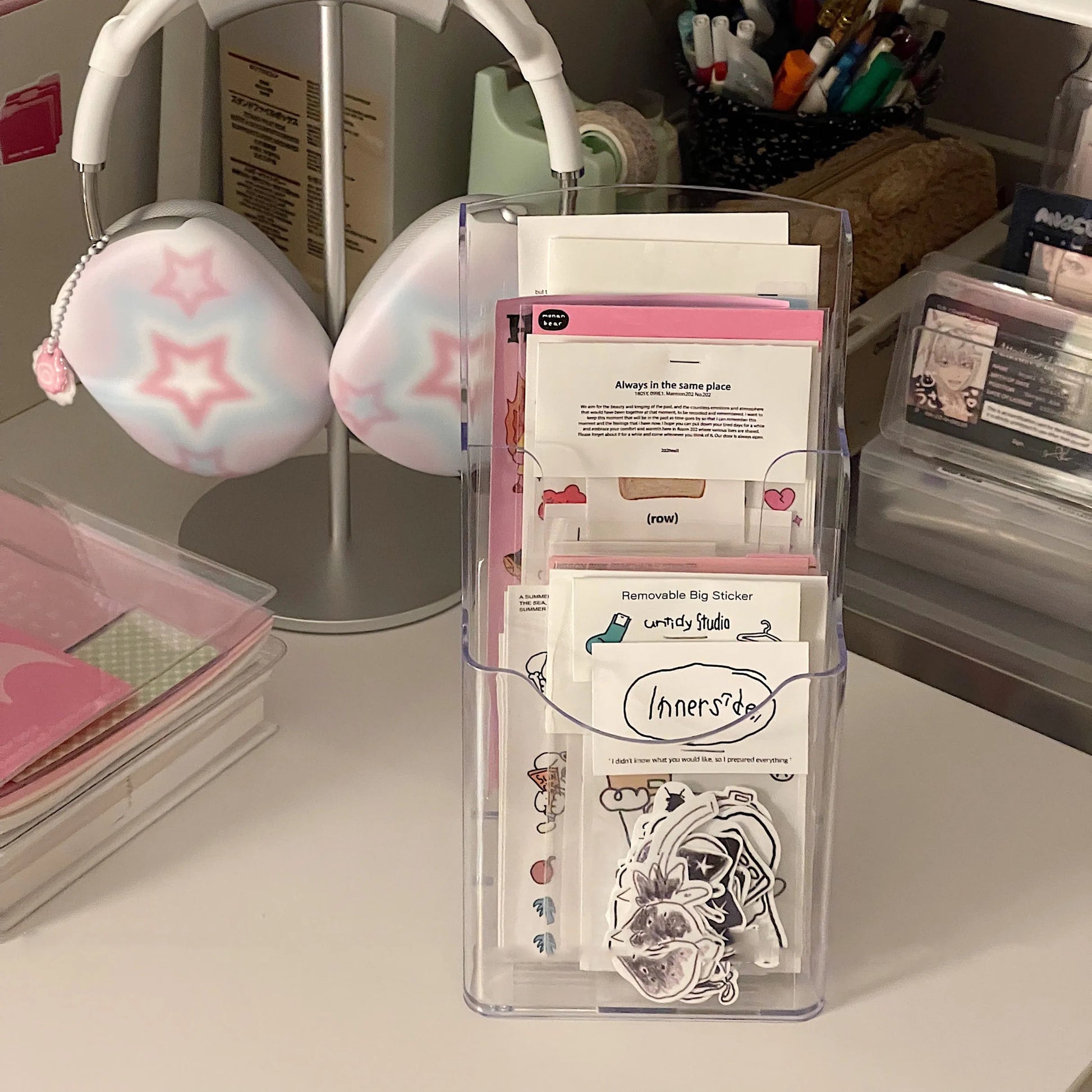 Pure Elegance | SKYSONIC Acrylic Layered Rack Storage Box Transparent Organizer Photocards, Stationerry,Make Up Sorting Hanging Holder Supplier