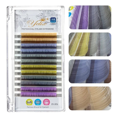 Pure Elegance | Yelix Ellipse Flat Lashes Mix Color Cashmere Lash Extensions Super Soft Eyelash Extenton High Quality Make Up Fake Eyelashes