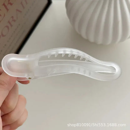 Pure Elegance | Plastic Duckbill Clip Seamless Hair Claws for Women Girls Hair Crab Clamps Face Wash Hairpin Hair Accessories Candy Color 11.5cm white