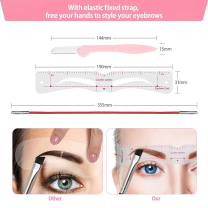 Pure Elegance | 12 Styles/set Reusable DIY Eye Brow Drawing Guide Styling Shaping Grooming Template Card Eyebrow Stencil Set Easy Make Up Tools