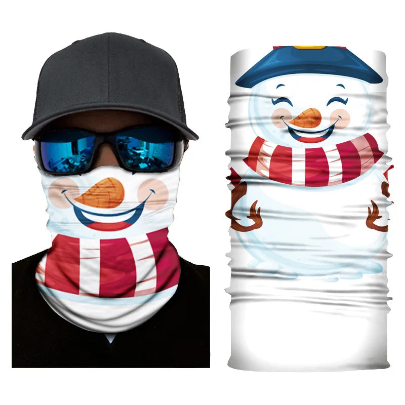 Pure Elegance | 3D Printed Christmas Turban Face Neck Warmer Seamless Scarf Bandana Outdoor Sport Sun Protection Ski Mask Santa Claus Tree D3-15