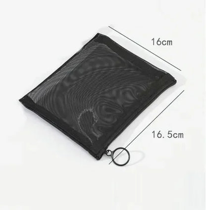 Pure Elegance | Black Nylon Mesh Cosmetic Bag Travel Portable Zipper Make Up Bag Makeup Case Bathroom Toiletry Organizer Pouch Wash Kit Bags 1Pcs 16X16.5CM