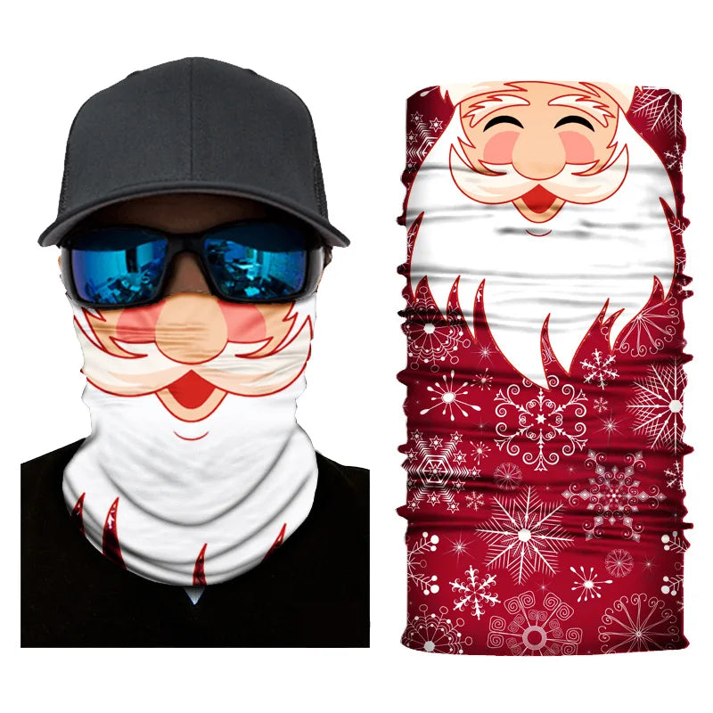 Pure Elegance | 3D Printed Christmas Turban Face Neck Warmer Seamless Scarf Bandana Outdoor Sport Sun Protection Ski Mask Santa Claus Tree D3-00